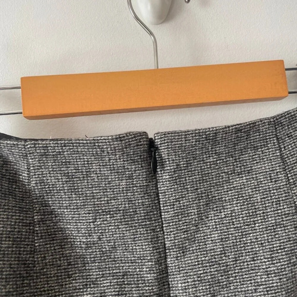Aritzia Wilfred Wrap Front Wool Cashmere Bow Mini Skirt Grey Plaid Size 4 - Picture 7 of 9